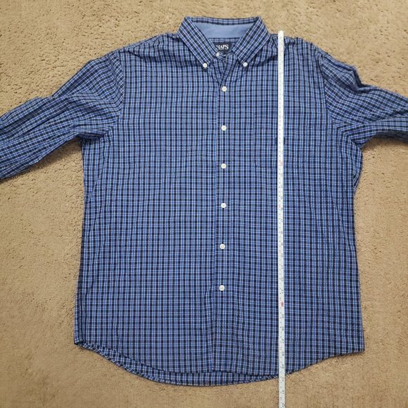 Chaps Buttons down Plaid blue shirt Mens Size L - Picture 9 of 12